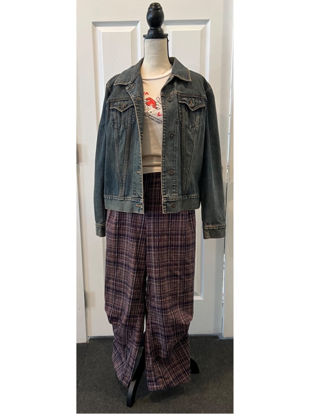 #808 Free People Nice Choice Pull-On Trousers in Navy Combo Small - Picture 12 of 13